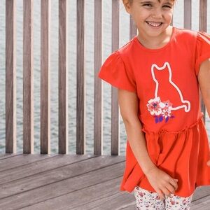Girls Deux par Deux 2T Red Cat Dress
